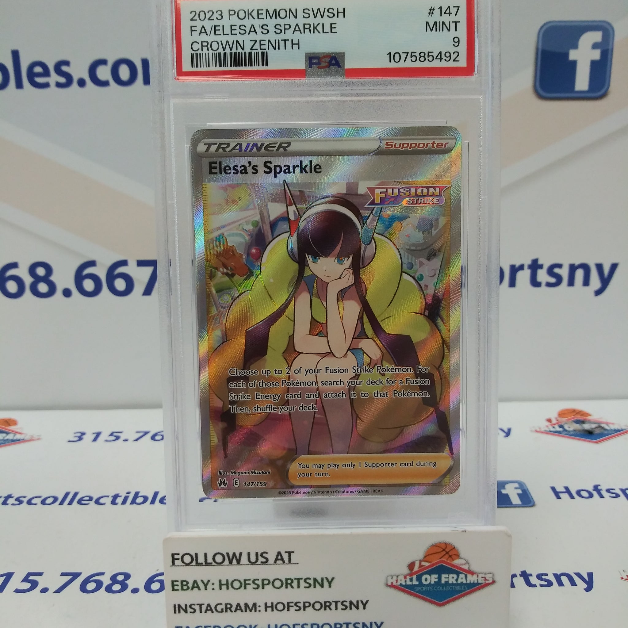 2023 POKEMON CROWN ZENITH ELESA'S SPARKLE FULL ART #147 PSA 9 MINT!