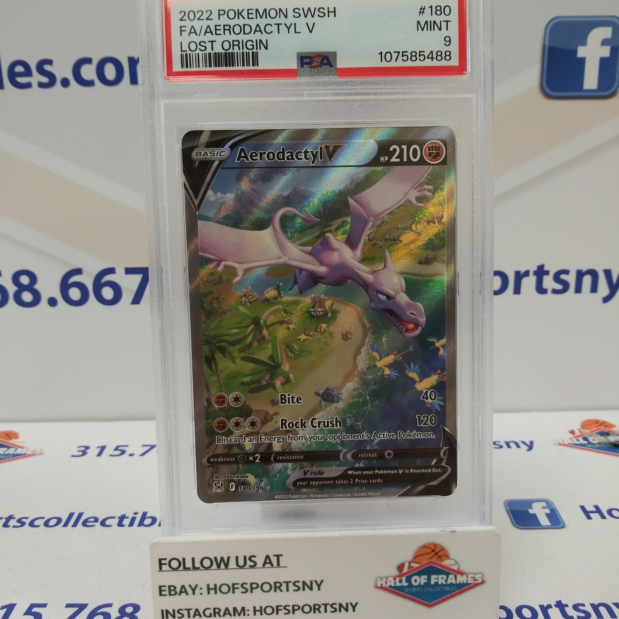 2022 POKEMON LOST ORIGIN AERODACTYL V ALT ART #180 PSA 9 MINT!