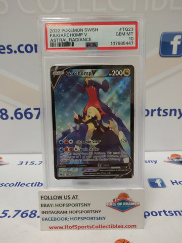 2022 POKEMON ASTRAL RADIANCE GARCHOMP V FULL ART #TG23 PSA 10 GEM MINT!
