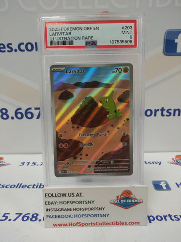 2023 POKEMON OBSIDIAN FLAMES LARVITAR ILLUSTRATION RARE #203 PSA 9 MINT!