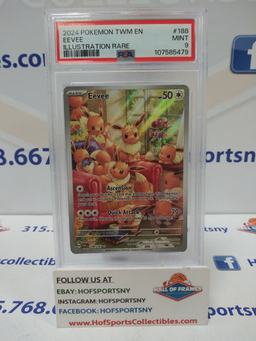 2024 POKEMON TWILIGHT MASQUERADE EEVEE ILLUSTRATION RARE #188 PSA 9 MINT!