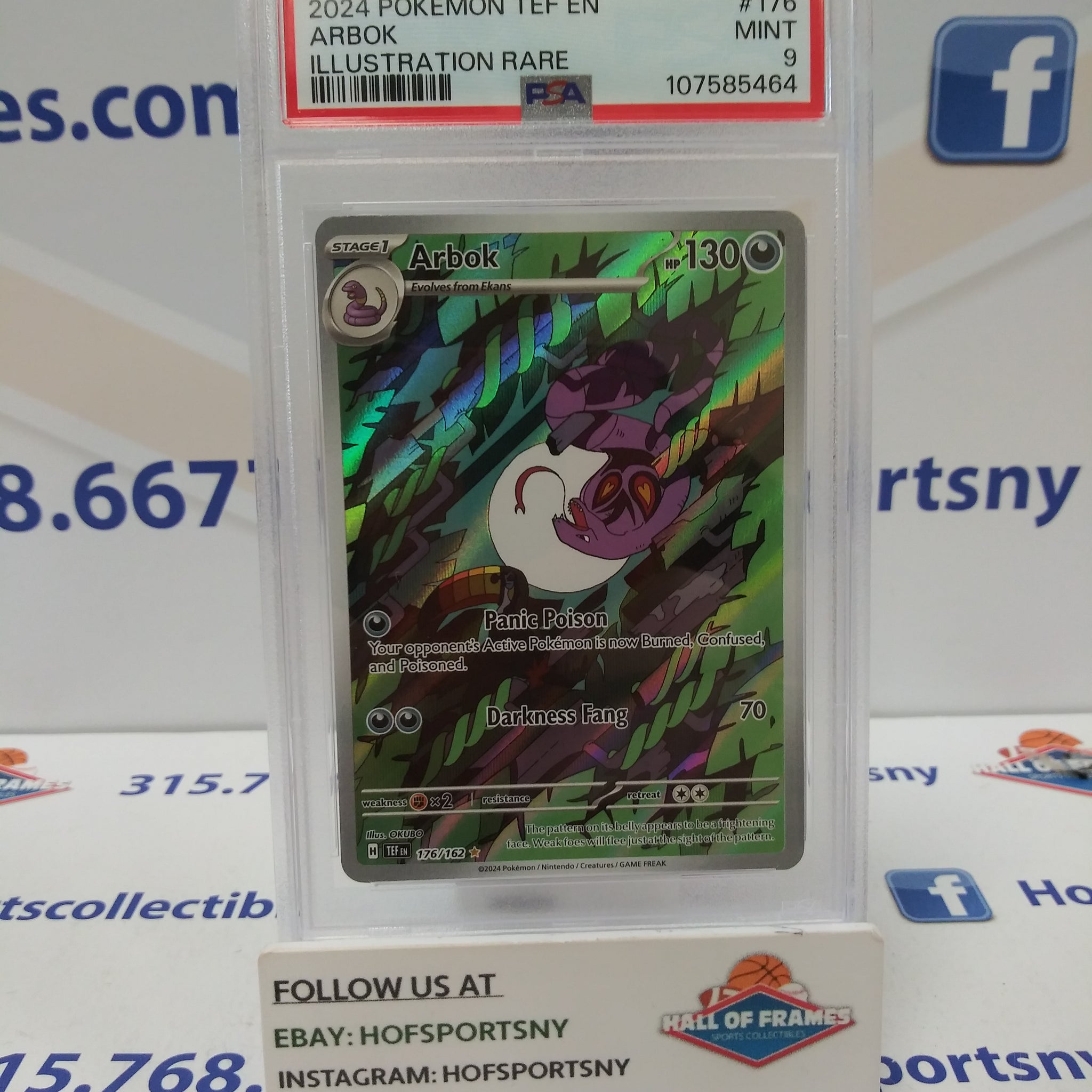 2024 POKEMON TEMPORAL FORCES ARBOK ILLUSTRATION RARE #176 PSA 9 MINT!