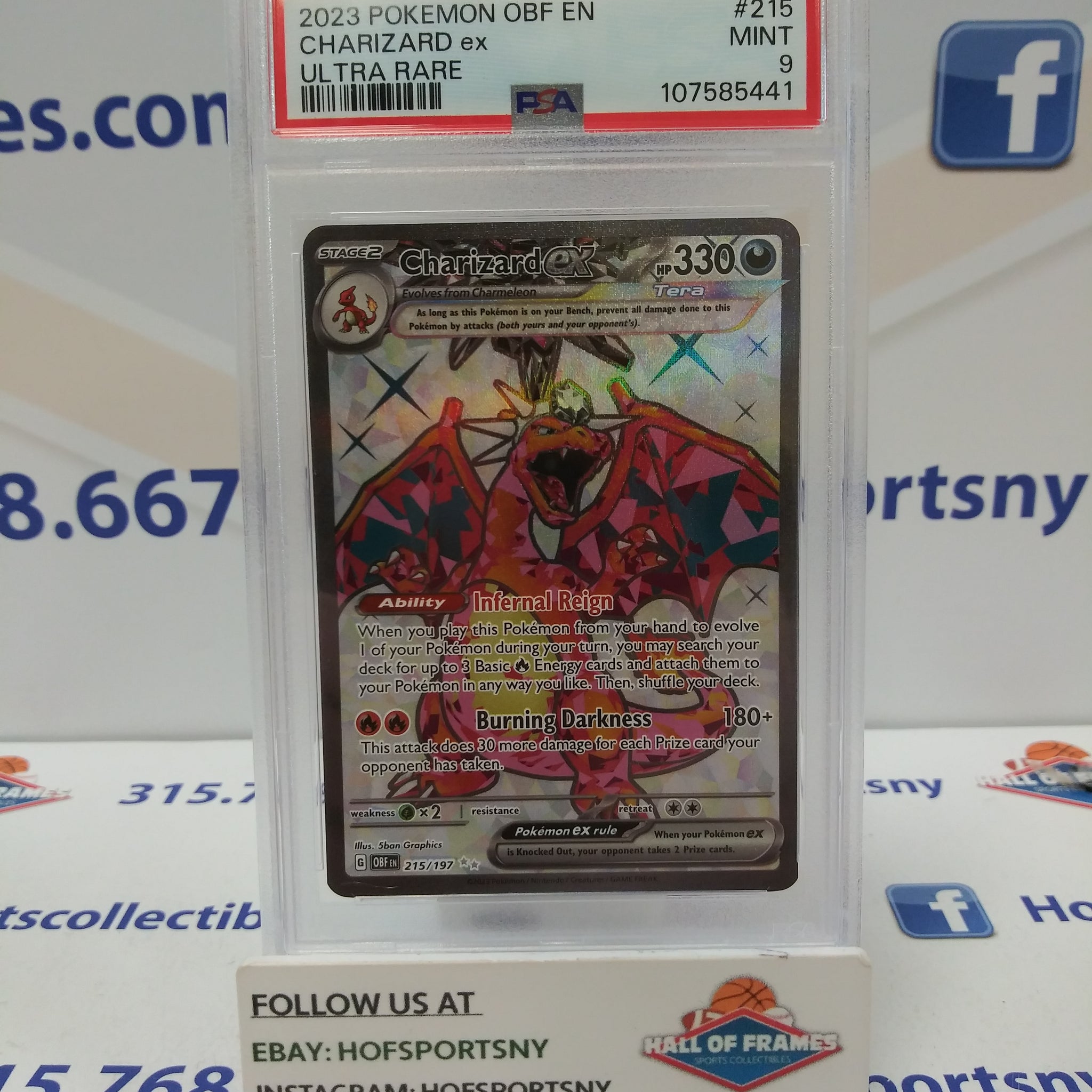 2023 POKEMON OBSIDIAN FLAMES CHARIZARD EX ULTRA RARE #215 PSA 9 MINT!