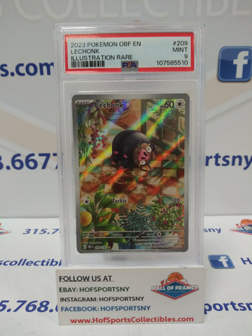 2023 POKEMON OBSIDIAN FLAMES LECHONK ILLUSTRATION RARE #209 PSA 9 MINT!