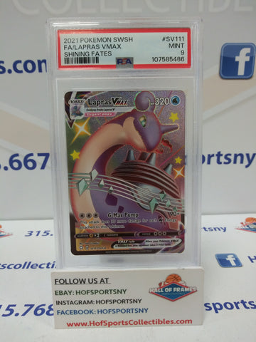 2021 POKEMON SHINING FATES LAPRAS VMAX FULL ART #SV11 PSA 9 MINT!