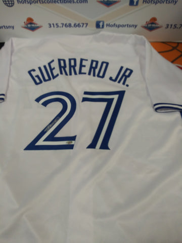 VLADIMIR GUERRERO JR SIGNED WHITE CUSTOM JERSEY  - LEAF COA