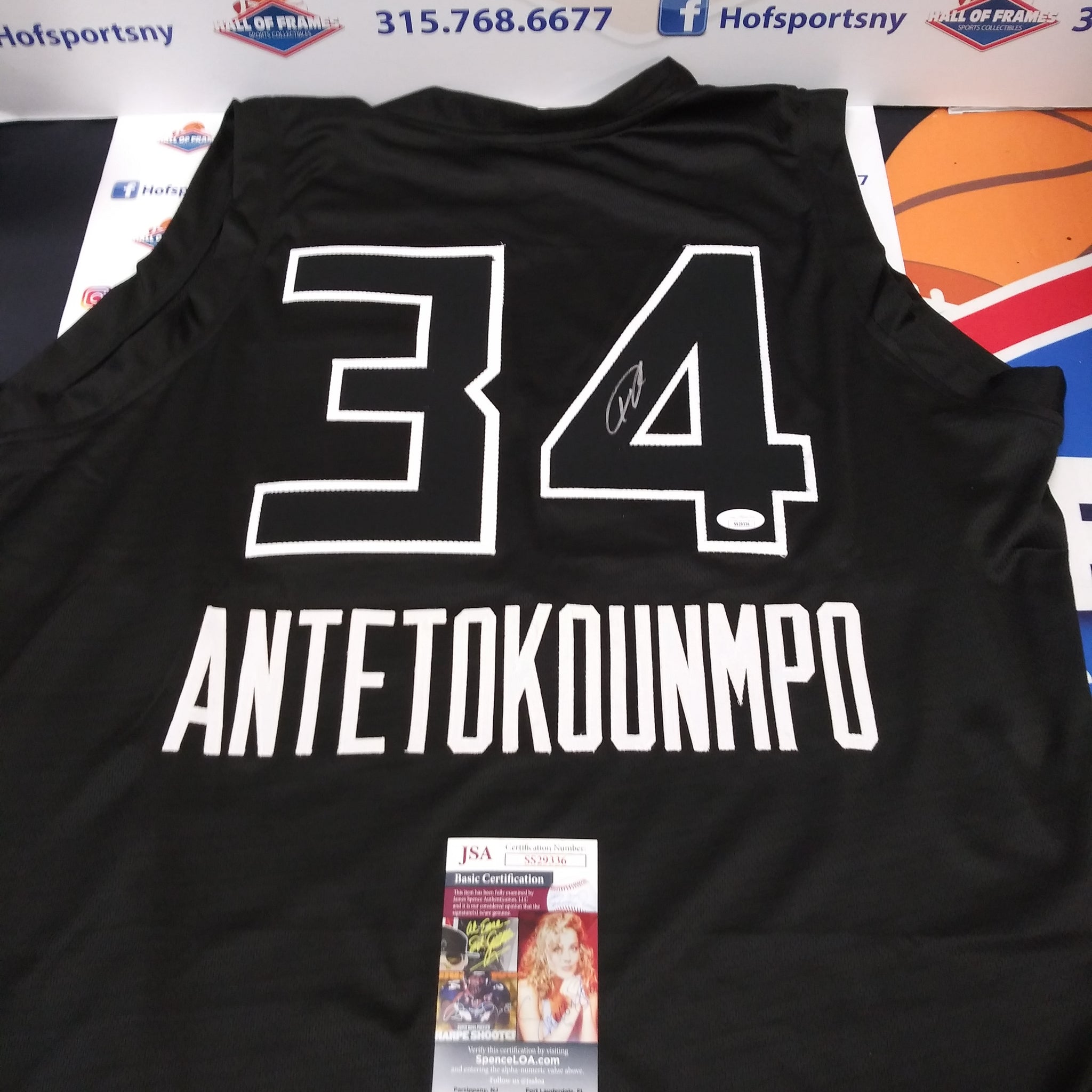GIANNIS ANTETOKOUMPO SIGNED BUCKS BLACK CUSTOM JERSEY - JSA COA