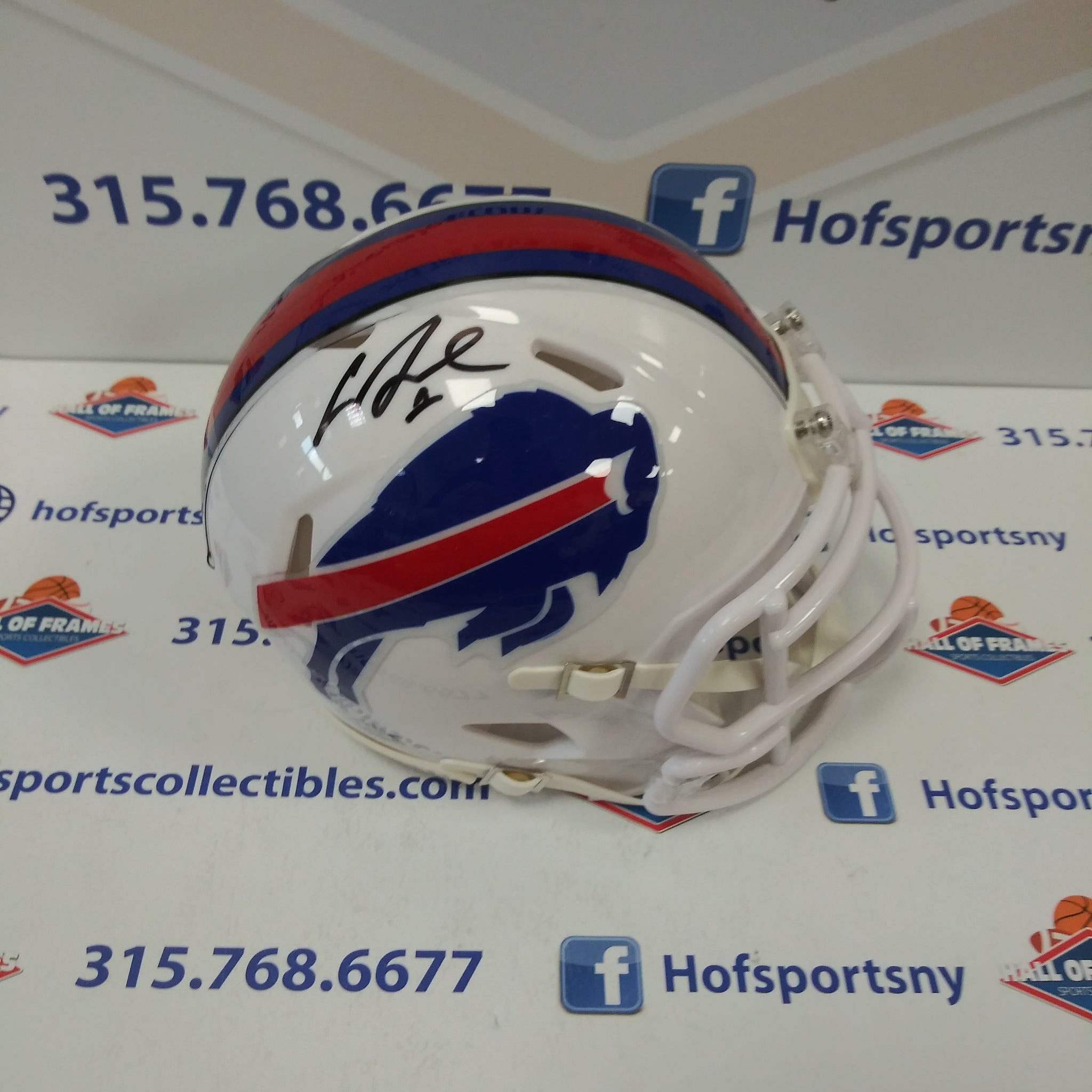 CURTIS SAMUEL BUFFALO BILLS WHITE AUTOGRAPHED MINI HELMET! HOF COA!