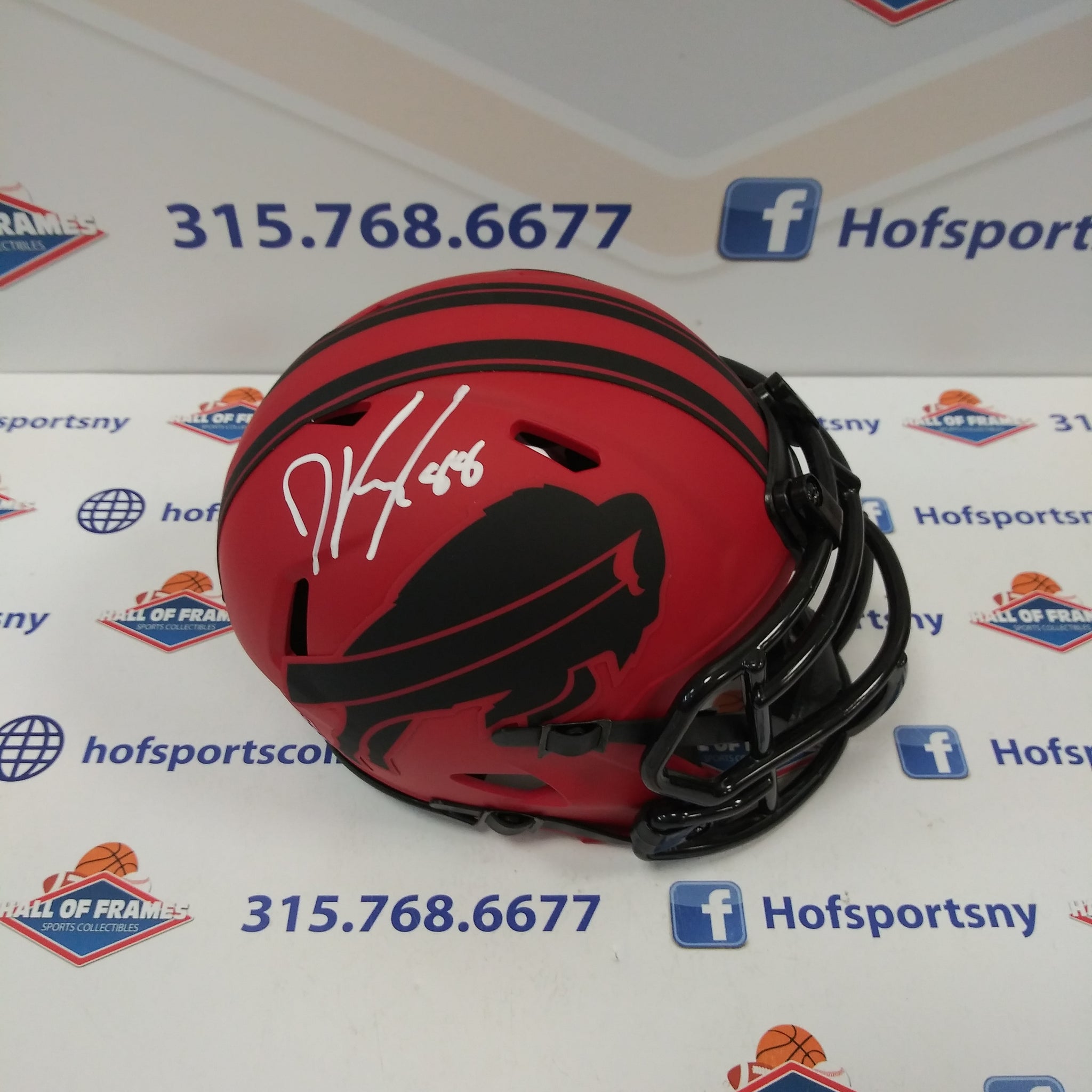 DAWSON KNOX BUFFALO BILLS RED RAVE AUTOGRAPHED MINI HELMET! HOF COA!
