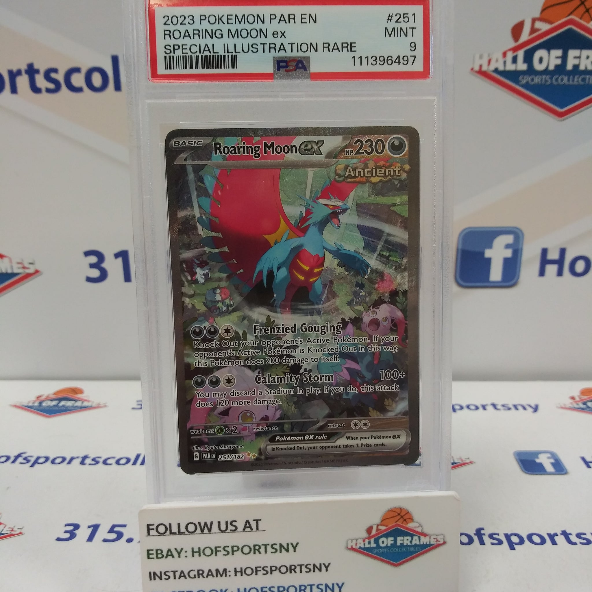 2023 POKEMON PARADOX RIFT ROARING MOON EX SIR #251 PSA 9 MINT!