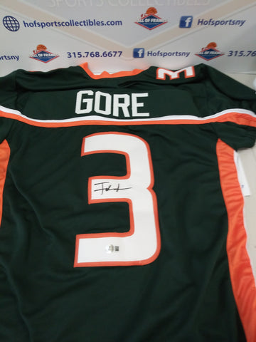 FRANK GORE SIGNED MIAMI HURICANES GREEN JERSEY BECKETT COA