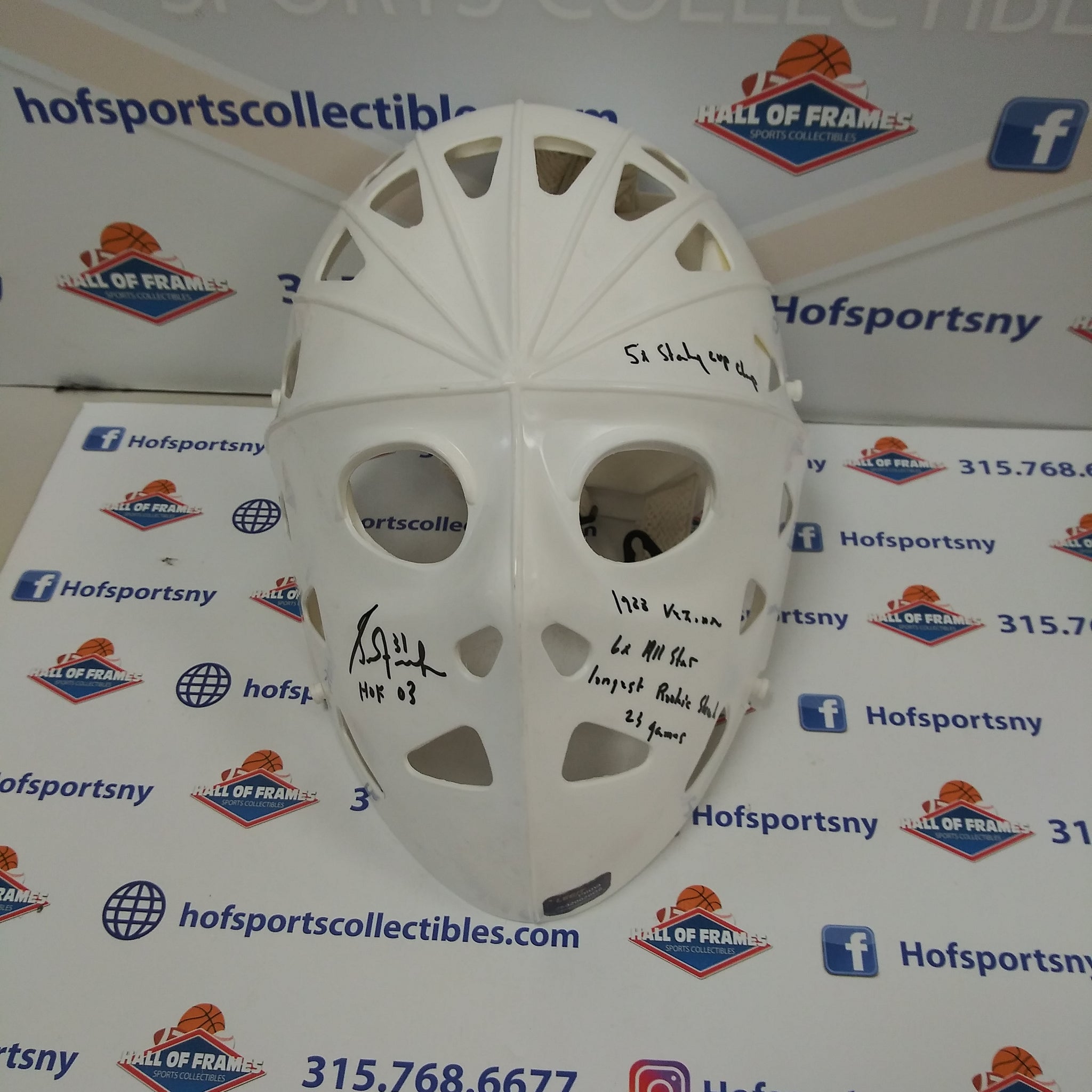 GRANT FUHR GOALIE THROWBACK MASK WITH MULTIPLE INSCRIPTIONS - PROVA COA