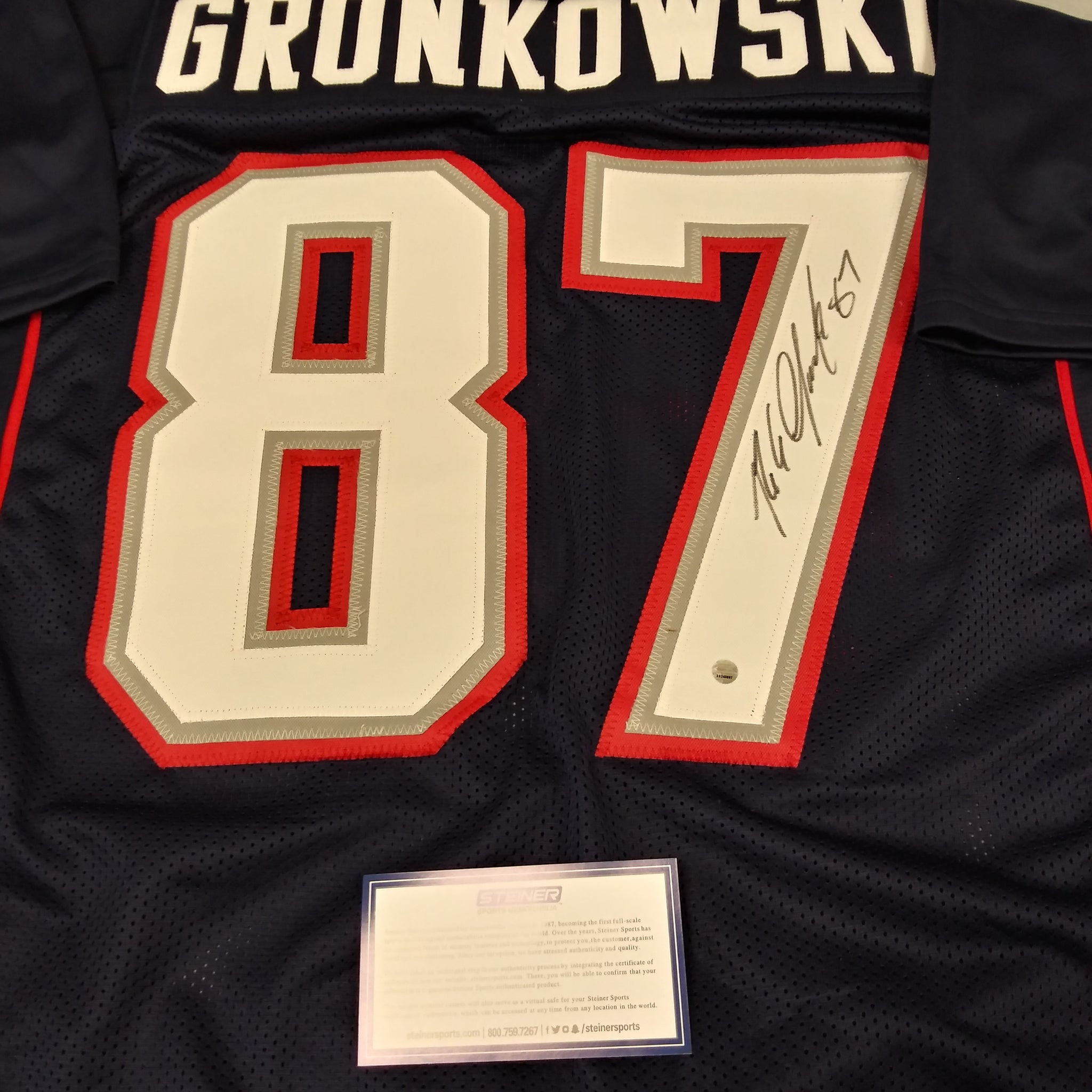 ROB GRONKOWSKI SIGNED PATRIOTS BLUE CUSTOM JERSEY - STEINER COA