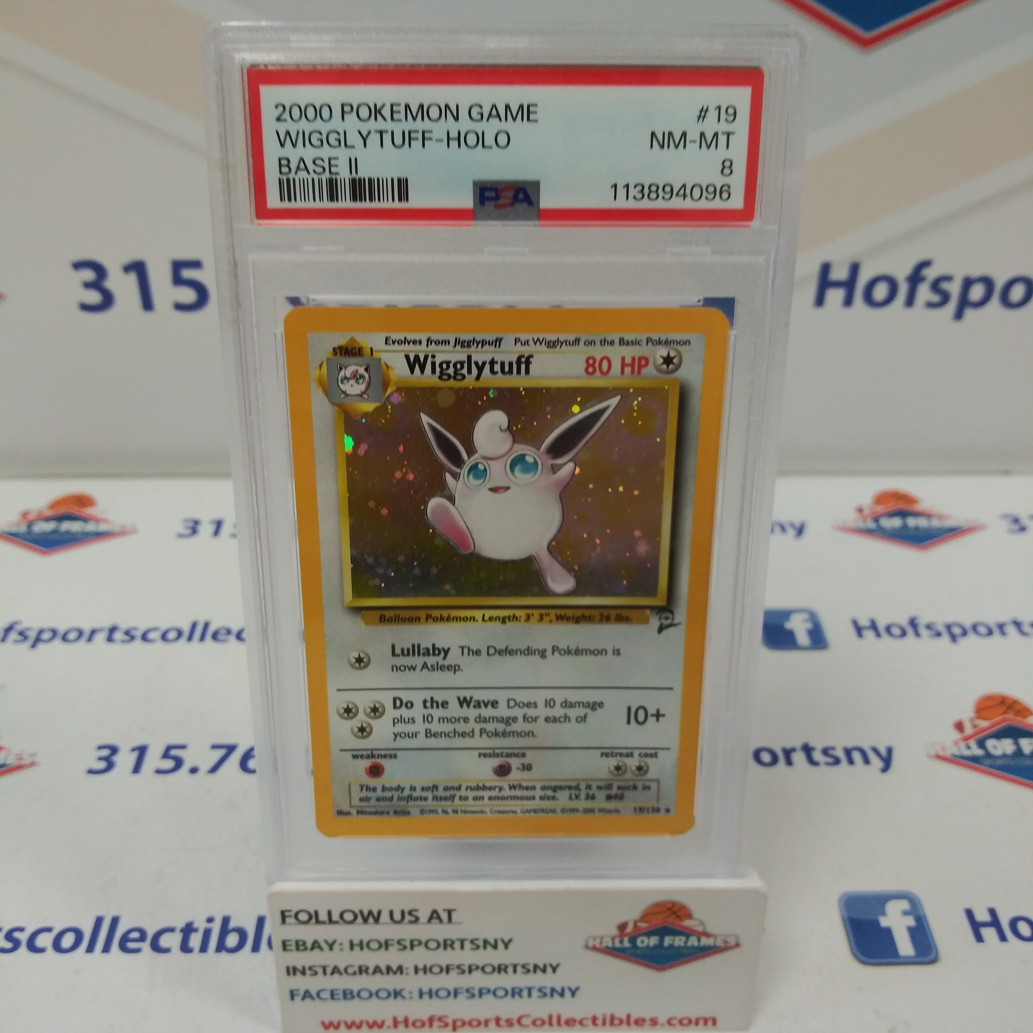 2000 POKEMON BASE SET 2 WIGGLYTUFF HOLO #19 PSA 8!