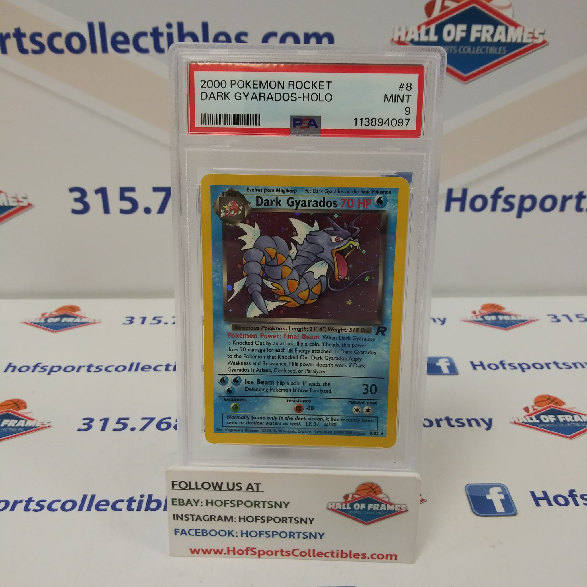 2000 POKEMON TEAM ROCKET DARK GYARADOS HOLO #8 PSA 9 MINT!