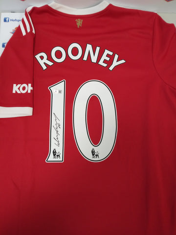 WAYNE ROONEY ADIDAS MANCHESTER UNITED SIGNED RED JERSEY BAS COA!