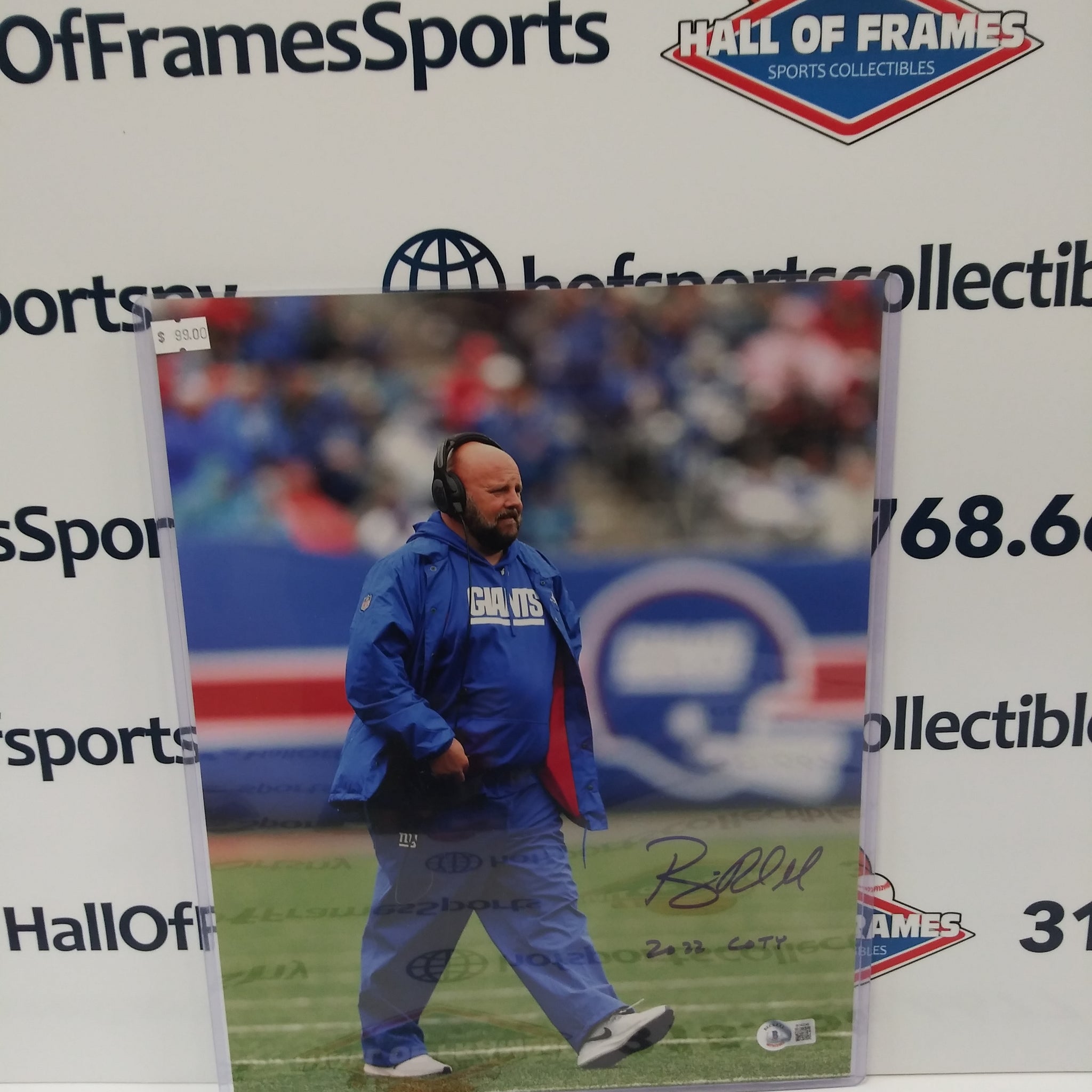 BRIAN DABOLL HEAD COACH SIGNED INSCRIBED "2022 COTY" NY GIANTS 11X14 - BAS