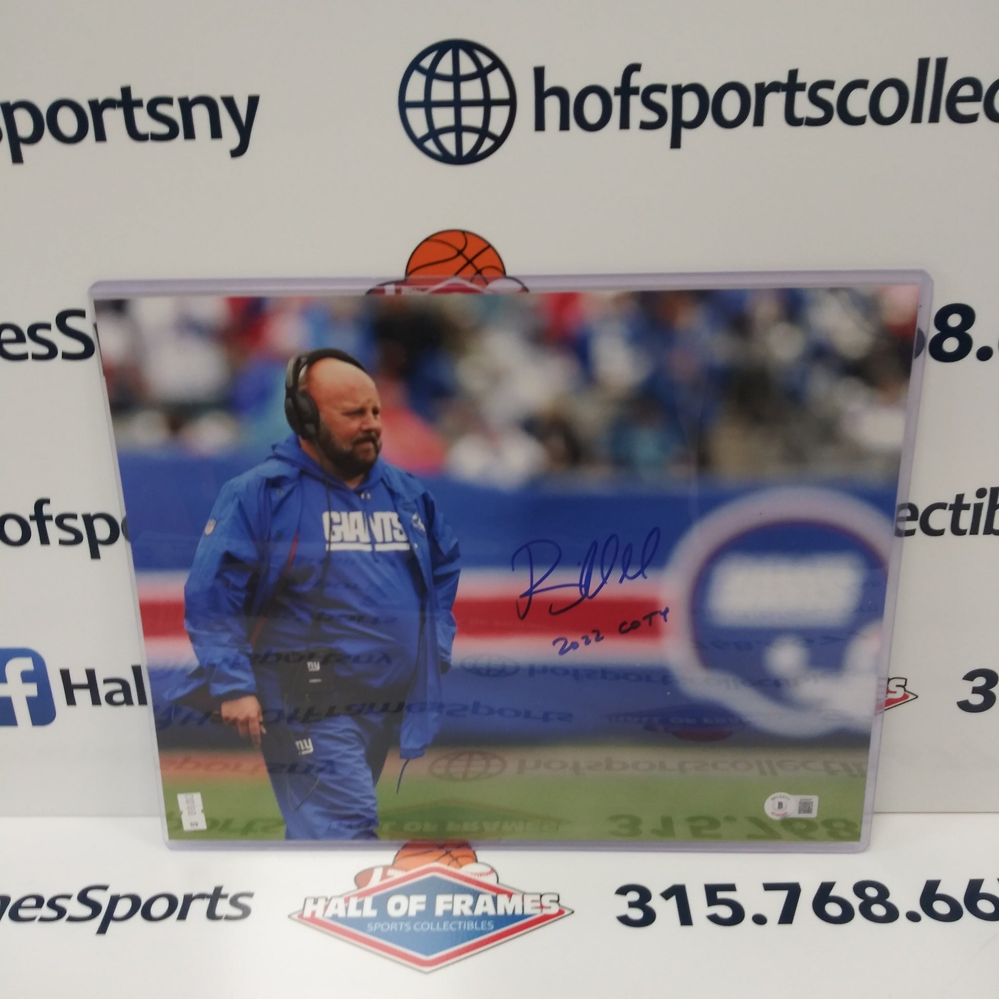 BRIAN DABOLL HEAD COACH SIGNED INSCRIBED "2022 COTY" NY GIANTS 11X14 - BAS