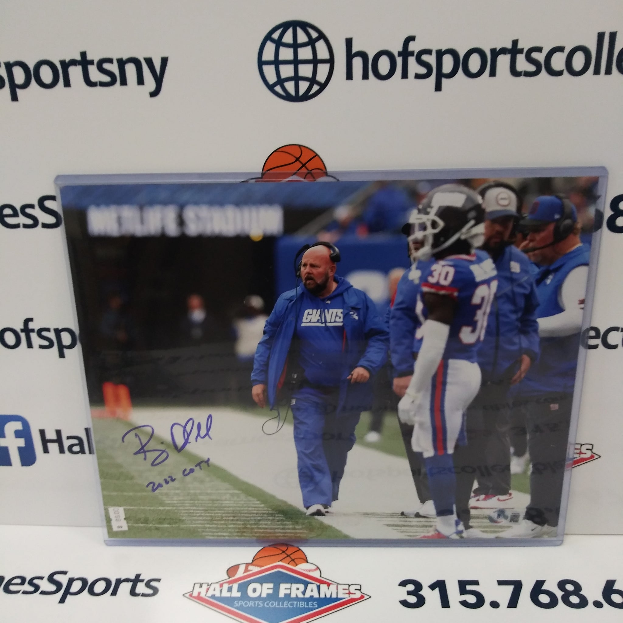 BRIAN DABOLL HEAD COACH SIGNED INSCRIBED "2022 COTY" NY GIANTS 11X14 - BAS