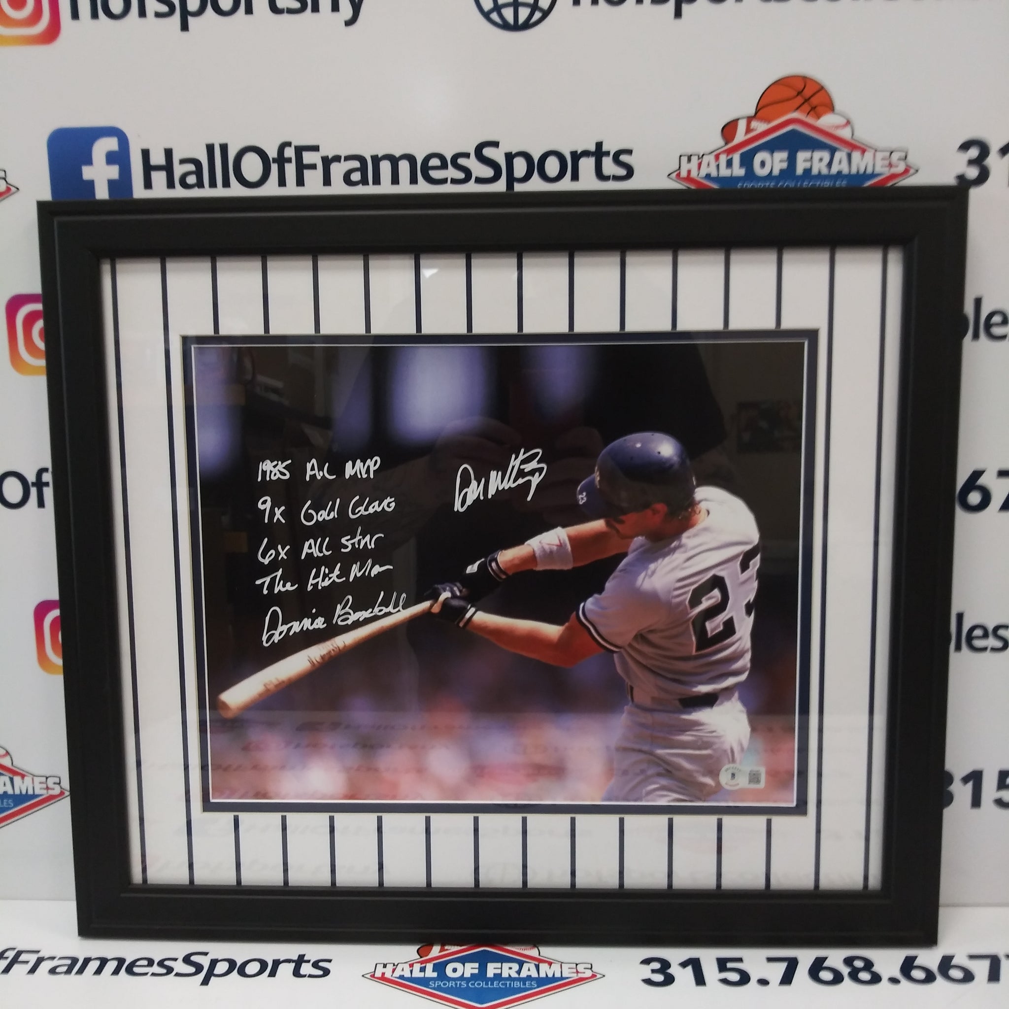 DON MATTINGLY SIGNED YANKEES FRAMED 11X14 5 INSCRIPTIONS - BECKETT