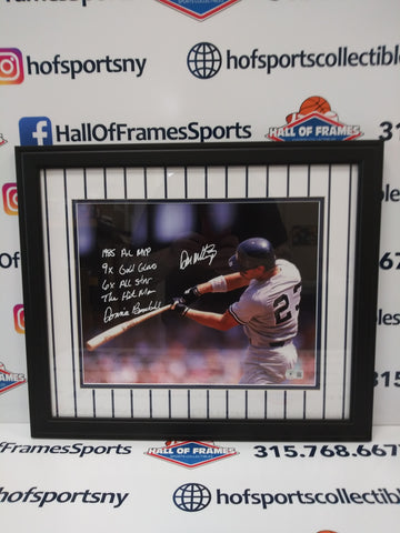 DON MATTINGLY SIGNED YANKEES FRAMED 11X14 5 INSCRIPTIONS - BECKETT