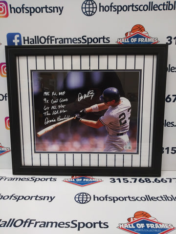 DON MATTINGLY SIGNED YANKEES FRAMED 11X14 5 INSCRIPTIONS - BECKETT
