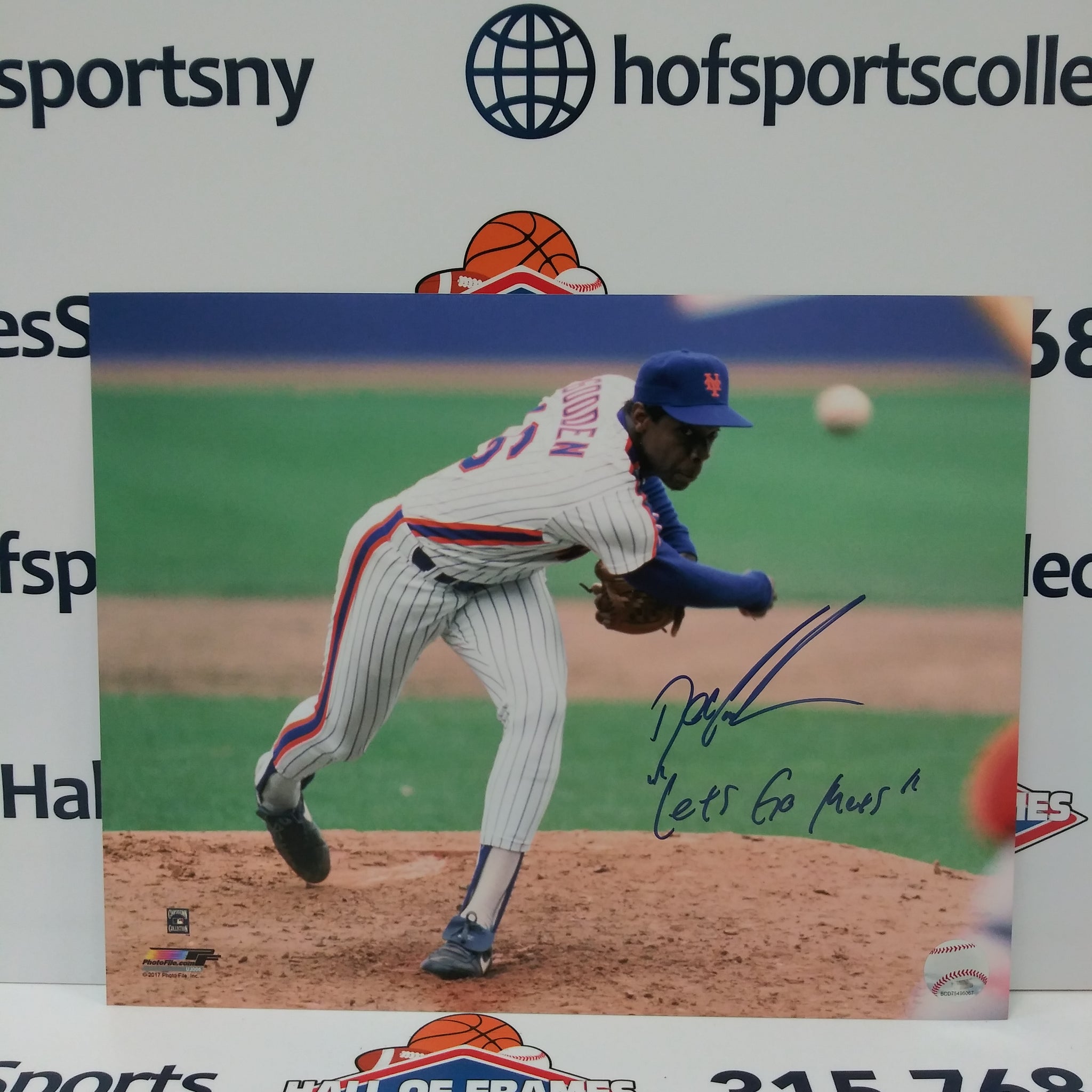 DWIGHT DOC GOODEN NEW YORK METS SIGNED PITCHING 11X14 JSA COA
