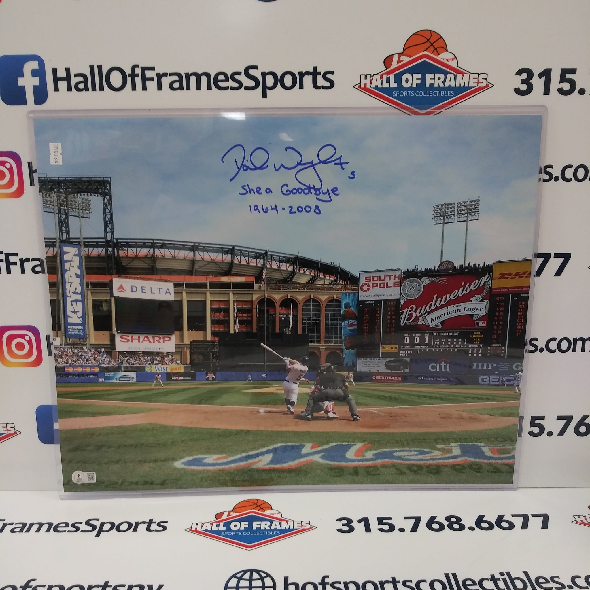 DAVID WRIGHT SIGNED 16X20 SHEA GOODBYE / CITI FIELD INSCRIBED BAS COA