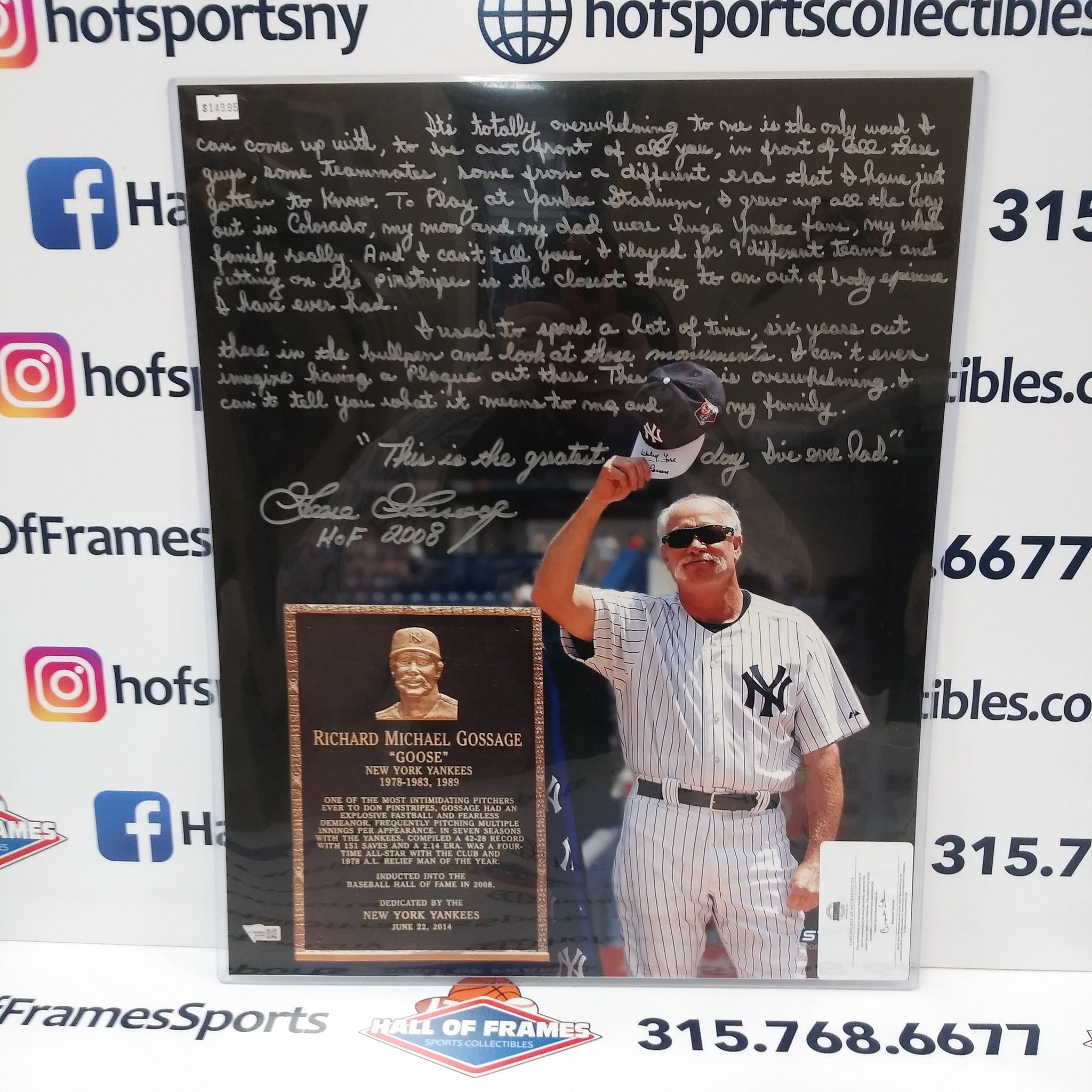 GOOSE GOSSAGE SIGNED 16X20 YANKEES STORYTELLERS PHOTO - FANATICS