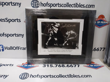 JAKE LAMOTTA SIGNED KNOCKOUT SUGAR RAY ROBINSON FRAMED 8X10 PHOTO - JSA COA