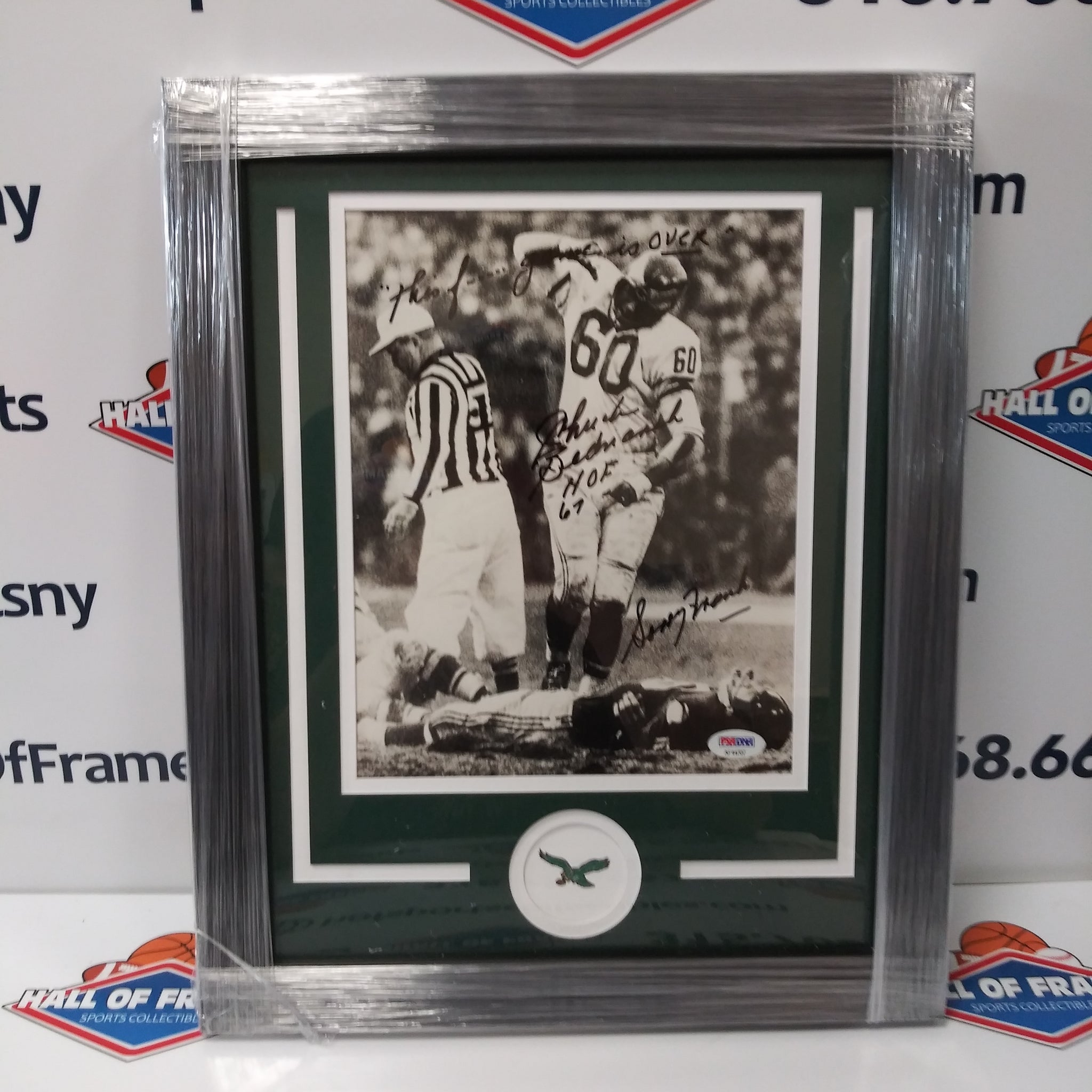 CHUCK BEDNARIK EAGLES SIGNED FRAMED 8X10 THIS GAME IS OVER - SORRY FRANK PSA