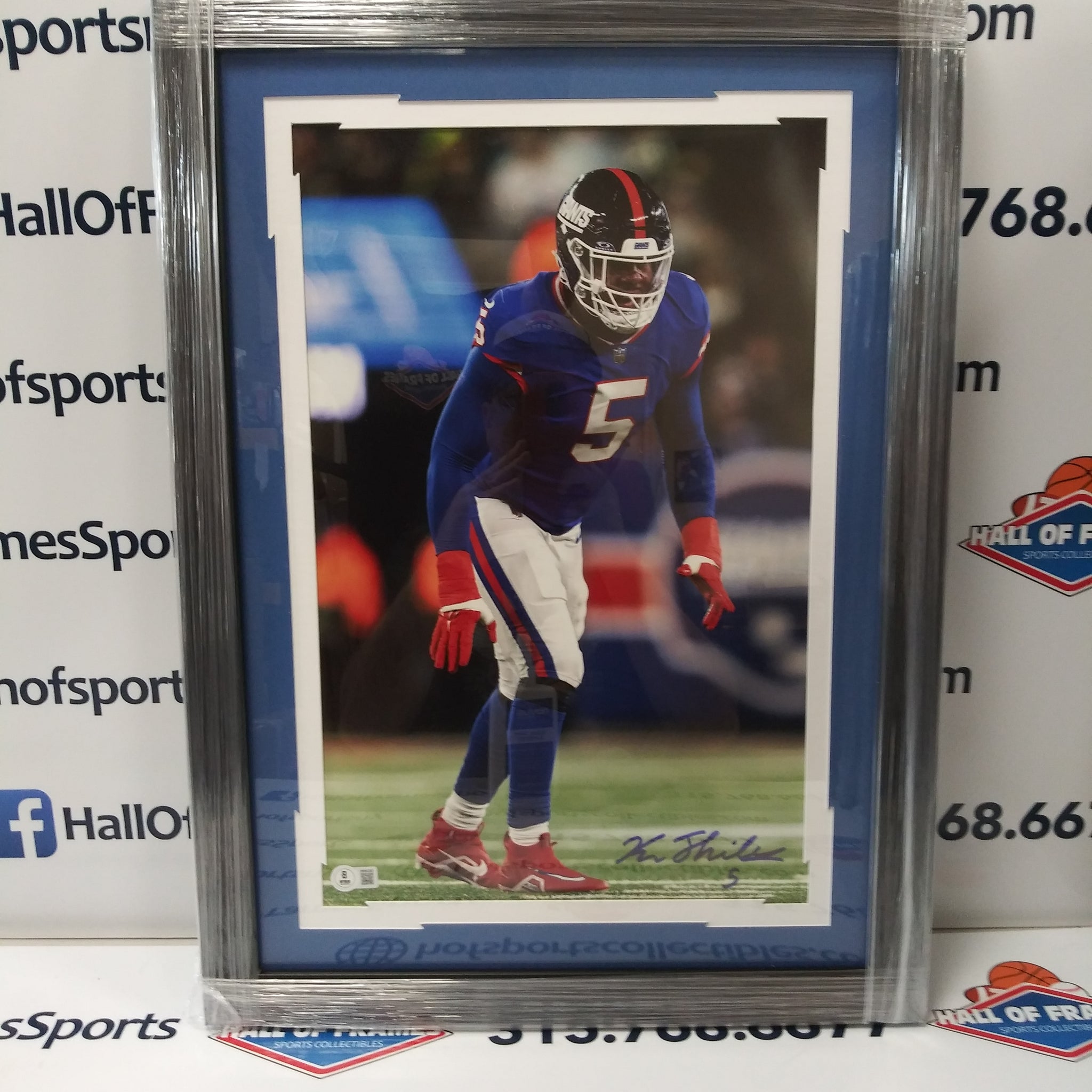 KAYVON THIBODEAUX SIGNED NY GIANTS FRAMED 11X17 PHOTO - BECKETT