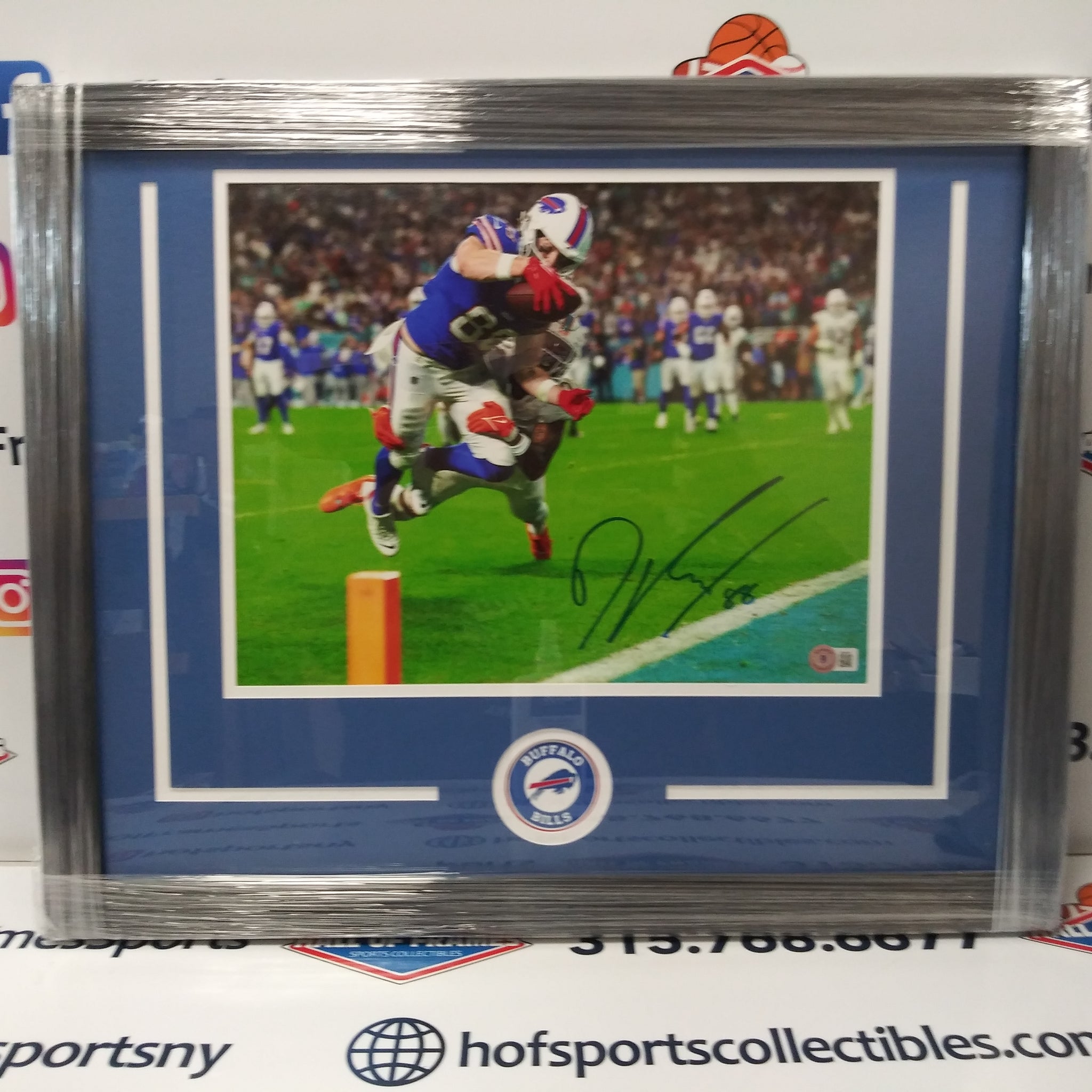 DAWSON KNOX SIGNED BUFFALO BILLS DIVISION CLINCHING FRAMED 11X14 BAS COA