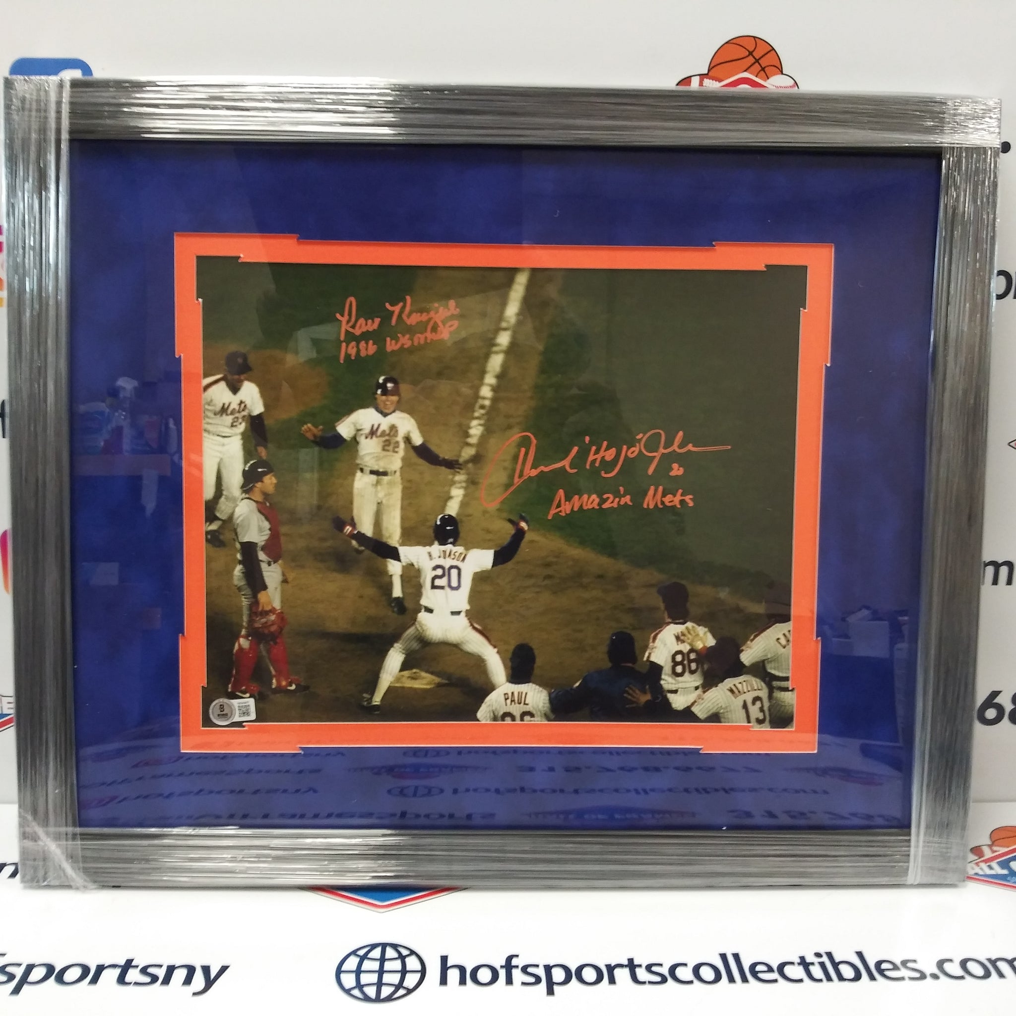 HOWARD JOHNSON RAY KNIGHT SIGNED NY METS 1986 WS FRAMED  11X14 PHOTO JSA COA