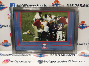 LAWRENCE TAYLOR SIGNED FRAMED 11X17 W/ THEISMANN INSC 