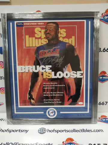 BRUCE SMITH SIGNED BUFFALO BILLS SI COVER FRAMED  16X20 - JSA COA