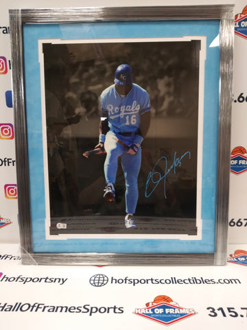 BO JACKSON KANSAS CITY ROYALS SIGNED FRAMED 16X20! BROKEN BAT! BAS