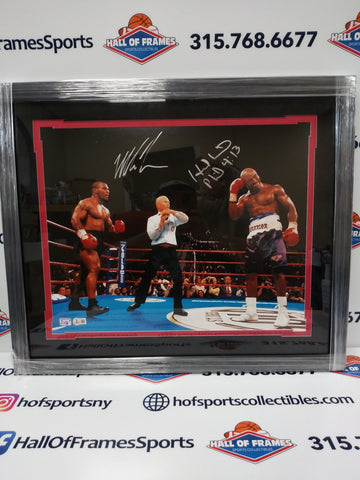 MIKE TYSON / EVANDER HOLYFIELD SIGNED EAR BITING FRAMED 16X20 - FITERMAN COA