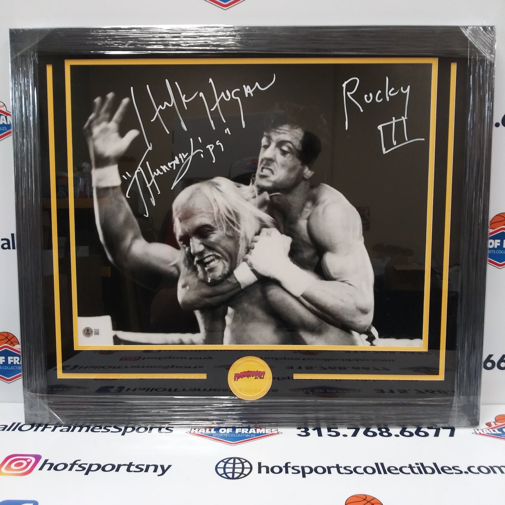 HULK HOGAN SIGNED FRAMED 16X20 PHOTO - ROCKY 3 THUNDERSLIPS BECKETT WITNESSED