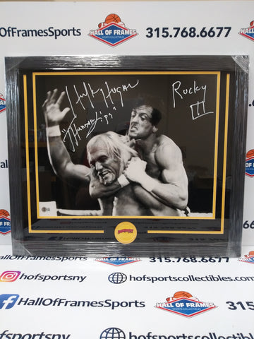 HULK HOGAN SIGNED FRAMED 16X20 PHOTO - ROCKY 3 THUNDERSLIPS BECKETT WITNESSED
