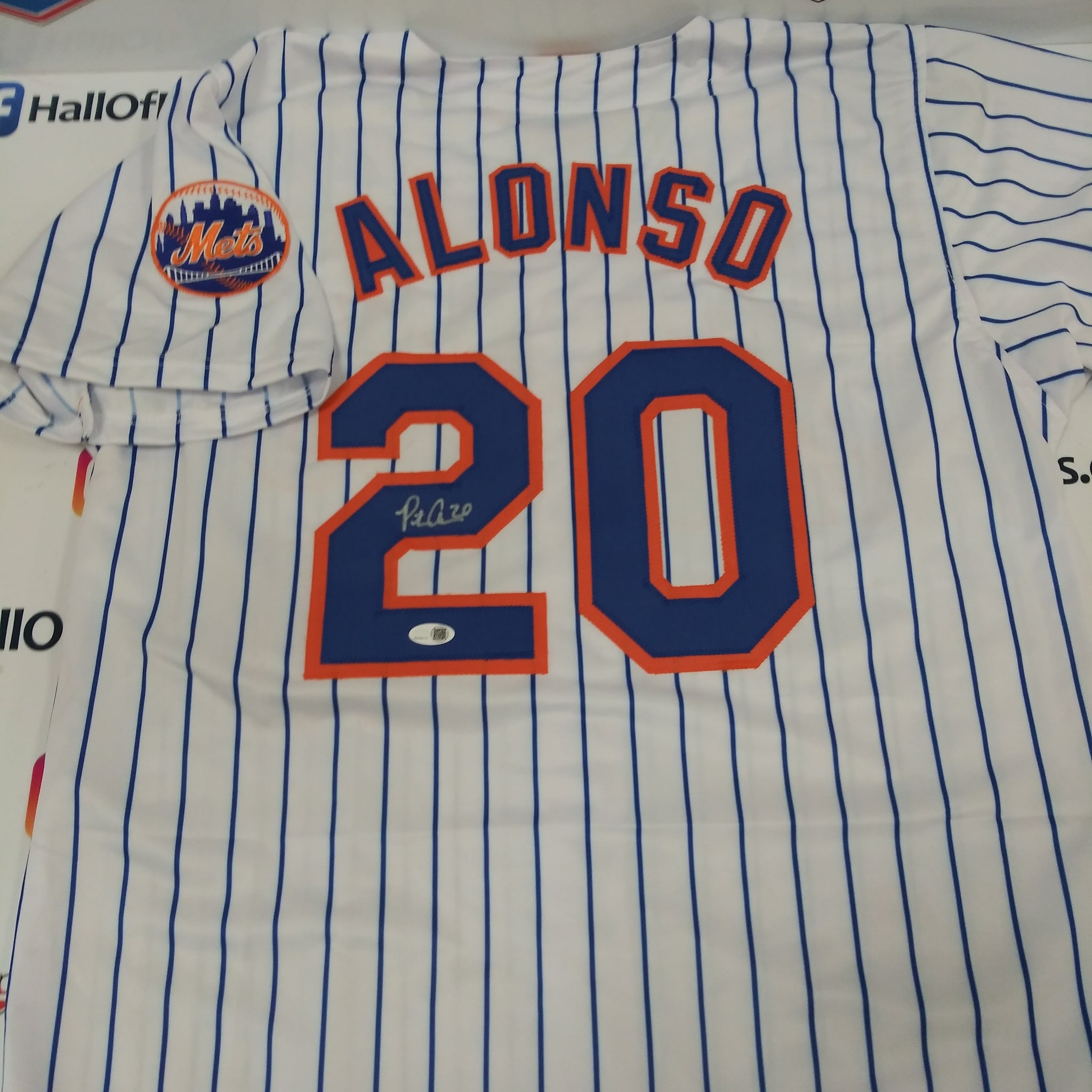 PETE ALONSO NEW YORK METS PINSTRIPE AUTOGRAPHED CUSTOM JERSEY JSA