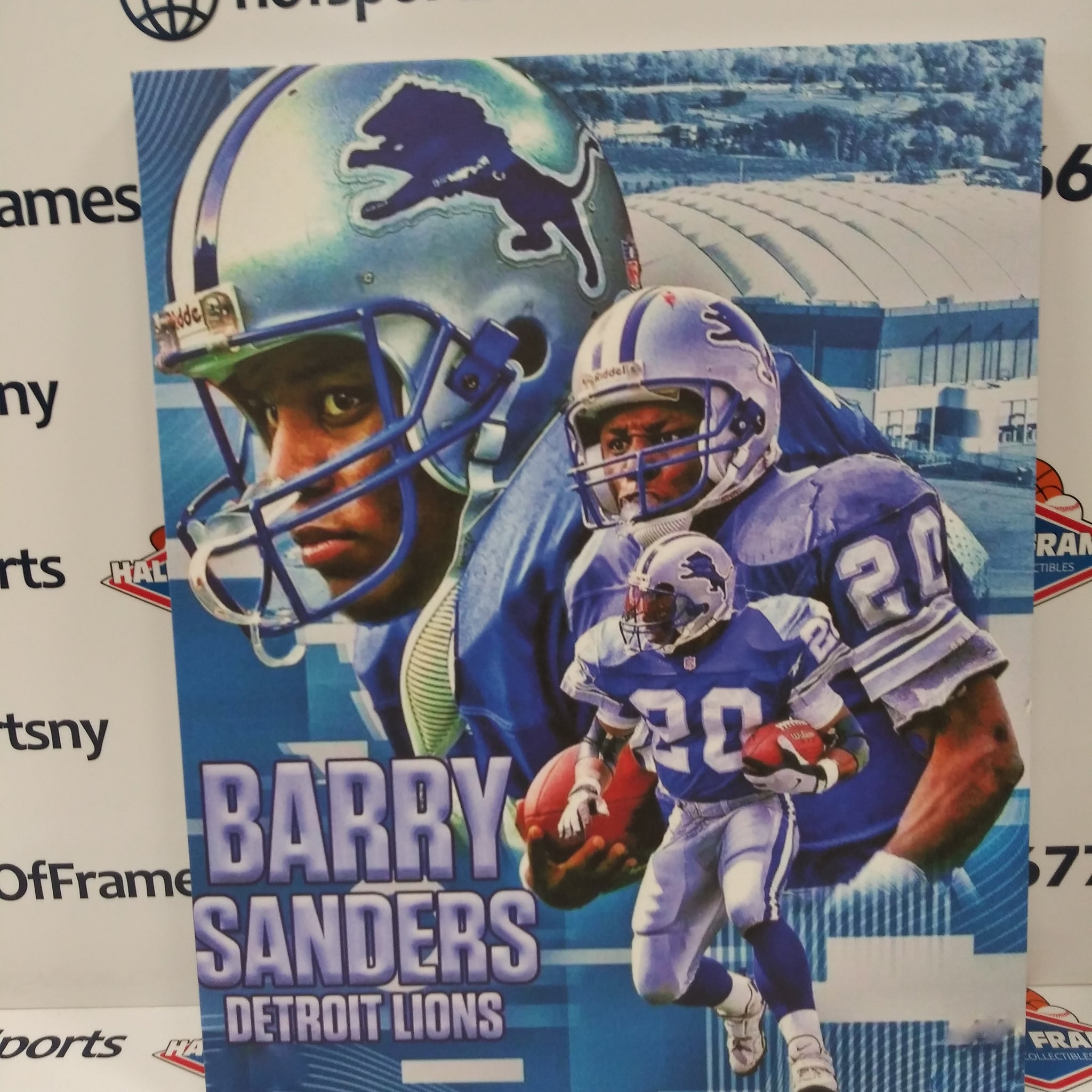 BARRY SANDERS DETROIT LIONS 16X20 CUSTOM CANVAS PRINT - READY TO HANG