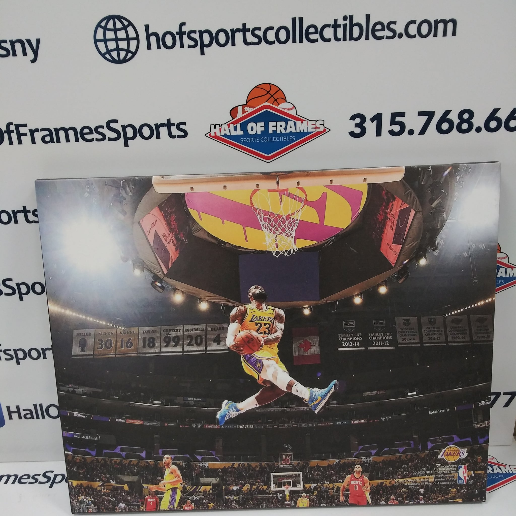 LEBRON JAMES LOS ANGELES LAKERS "DUNK" 16X20 CUSTOM CANVAS PRINT - READY TO HANG