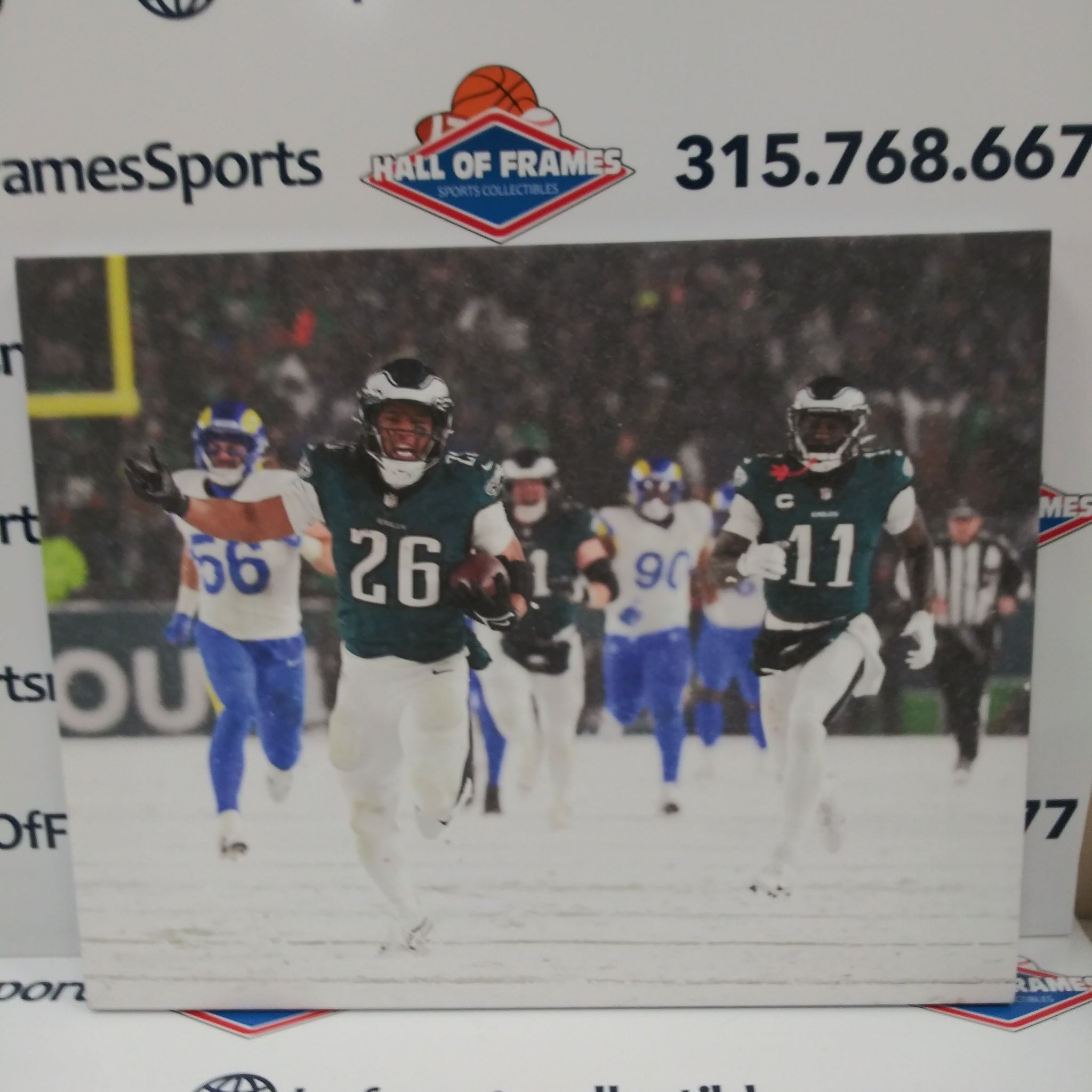 SAQUON BARKLEY PHILADELPHIA EAGLES "SNOW RUN" 16X20 CUSTOM CANVAS PRINT - READY TO HANG
