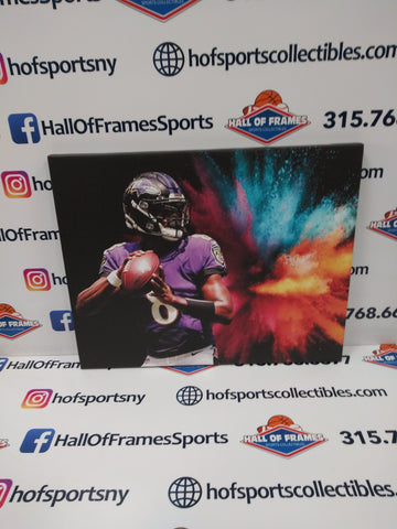 LAMAR JACKSON COLOR BLAST 16X20 CUSTOM CANVAS PRINT - READY TO HANG