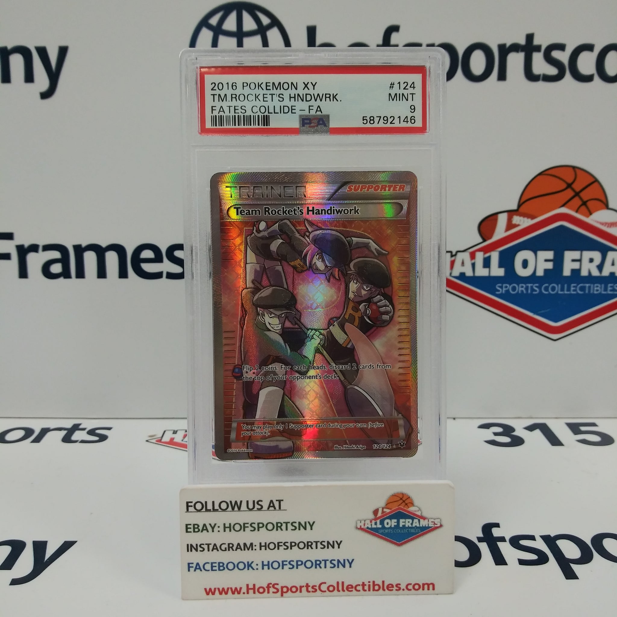 2016 POKEMON FATES COLLIDE TEAM ROCKET'S HANDIWORK FULL ART #124 PSA 9!