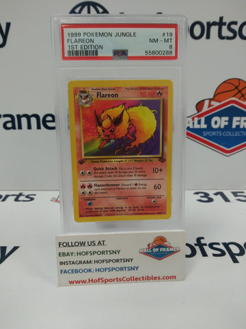 1998 POKEMON JUNGLE FLAREON 1ST EDITION NON HOLO #19 PSA 8!