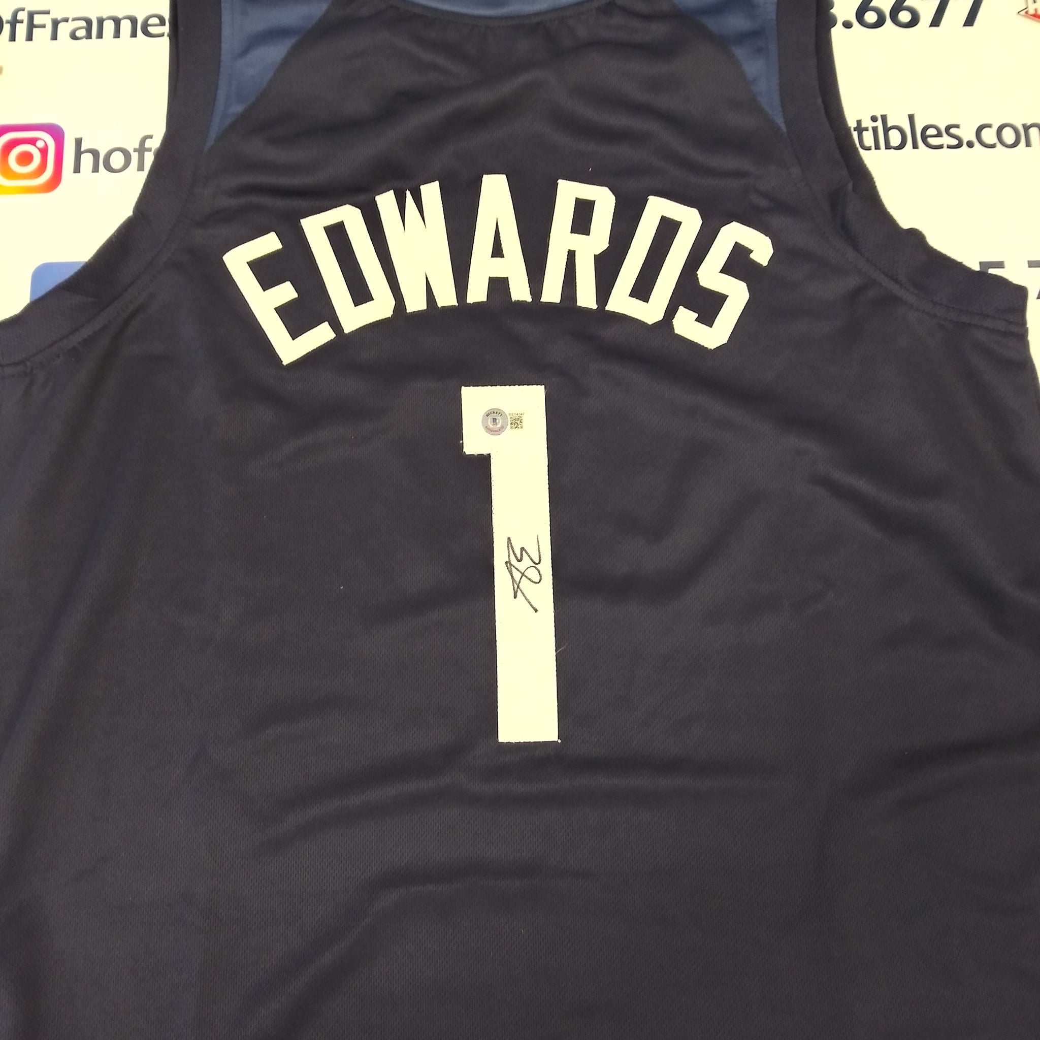 ANTHONY EDWARDS AUTOGRAPHED CUSTOM JERSEY BECKETT COA