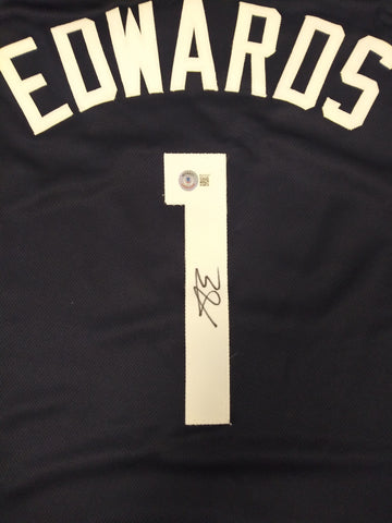 ANTHONY EDWARDS AUTOGRAPHED CUSTOM JERSEY BECKETT COA