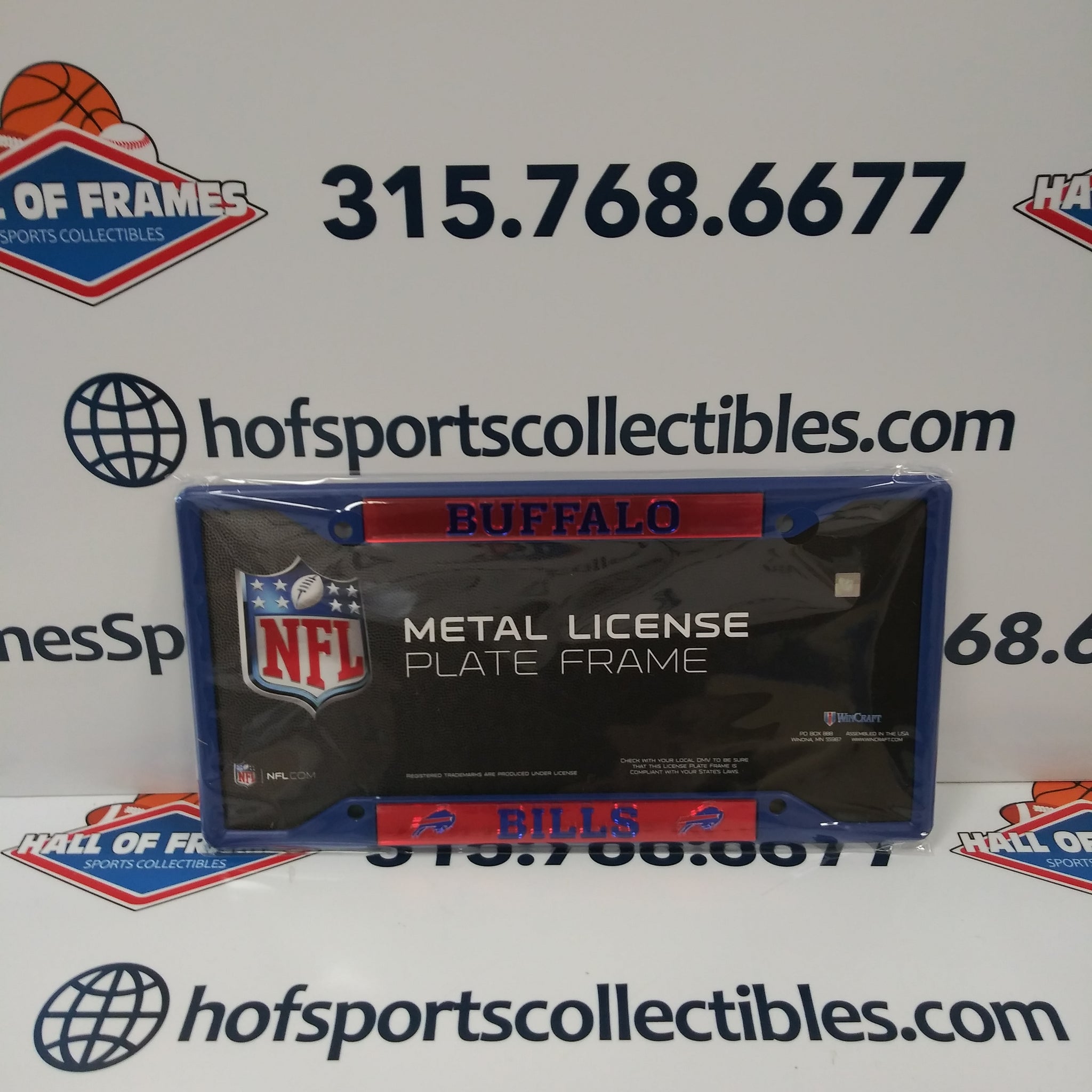 BUFFALO BILLS WINCRAFT METAL LICENSE PLATE FRAME BLUE!